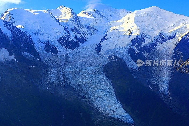 勃朗峰，Aiguille midi，博松冰川从布雷特-夏蒙尼